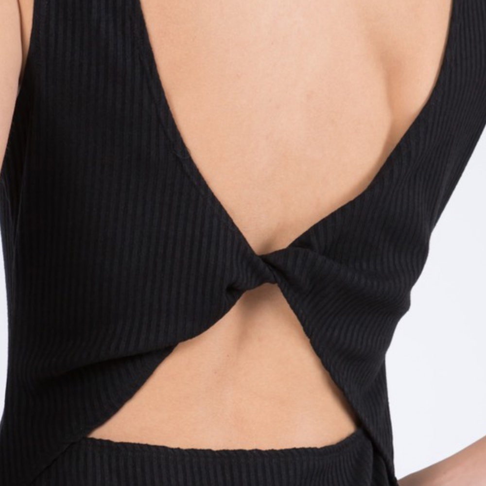 black ribbed midi dress high leg slit back… - Picture 9 of 9